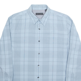 DKNY Mens Shirt Blue Check Long Sleeve M