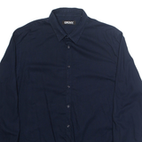 DKNY Mens Shirt Blue Gingham Long Sleeve L