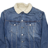 EXPRESS Mens Sherpa Lined Denim Jacket Blue XL