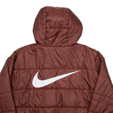 NIKE Womens Puffer Coat Brown Hooded M