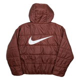NIKE Womens Puffer Coat Brown Hooded M
