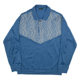 ORO TRICOT Mens Polo Shirt Blue Long Sleeve L