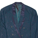 Vintage LAGOON Mens Blazer Jacket Blue 90s Crazy Pattern M