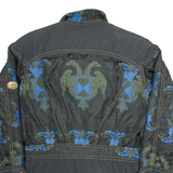 EMMEGI Mens Jacket Black Crazy Pattern XL