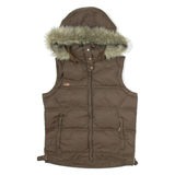 CARLO COLUCCI Womens Parka Gilet Brown Hooded S