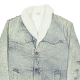 Mens Sherpa Lined Denim Jacket Grey M