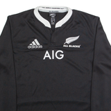 ADIDAS New Zeland All Blacks Rugby Training Mens Sweatshirt Black V-Neck M