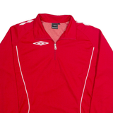 UMBRO Mens Sweatshirt Red 1/4 Zip 90s 2XL