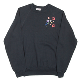 LEE Floral Womens Sweatshirt Black 90s M