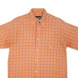 PETER POLO Mens Shirt Orange Check M
