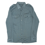 LIBERO Mens Plain Shirt Blue Long Sleeve M