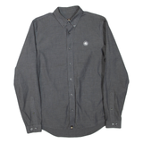 PRETTY GREEN Mens Plain Shirt Grey Long Sleeve S