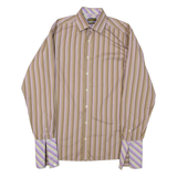 TED BAKER Endurance Mens Formal Shirt Brown Striped Long Sleeve L