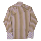 TED BAKER Endurance Mens Formal Shirt Brown Striped Long Sleeve L