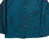 YBST Womens Blazer Jacket Blue Nylon Crazy Pattern M
