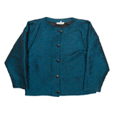 YBST Womens Blazer Jacket Blue Nylon Crazy Pattern M