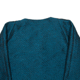 YBST Womens Blazer Jacket Blue Nylon Crazy Pattern M