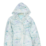 Womens Overcoat Jacket Blue Hooded Crazy Pattern XL