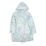 Womens Overcoat Jacket Blue Hooded Crazy Pattern XL