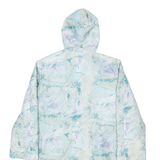 Womens Overcoat Jacket Blue Hooded Crazy Pattern XL