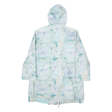 Womens Overcoat Jacket Blue Hooded Crazy Pattern XL