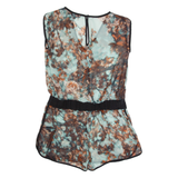 TED BAKER Sheer Womens Playsuit Green Crazy Pattern Straight S