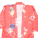 Womens Kimono Blouse Red 3/4 Sleeve Floral L
