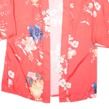 Womens Kimono Blouse Red 3/4 Sleeve Floral L