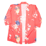 Womens Kimono Blouse Red 3/4 Sleeve Floral L