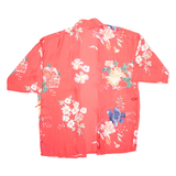 Womens Kimono Blouse Red 3/4 Sleeve Floral L