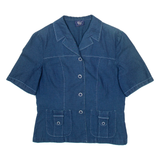 BLEU DE SYM Womens Blouse Blue V-Neck S