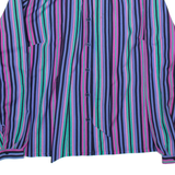 DIVINA Womens Printed Blouse Blue Collared Long Sleeve Striped M