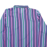 DIVINA Womens Printed Blouse Blue Collared Long Sleeve Striped M