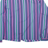 DIVINA Womens Printed Blouse Blue Collared Long Sleeve Striped M