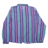 DIVINA Womens Printed Blouse Blue Collared Long Sleeve Striped M