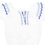 POPO Womens Blouse White Puff Sleeve M