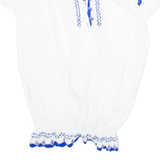 POPO Womens Blouse White Puff Sleeve M