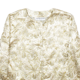 SOLANGE MANDOR Womens Printed Blouse Gold Collared Long Sleeve Crazy Pattern M