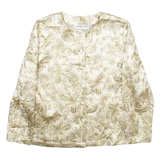 SOLANGE MANDOR Womens Printed Blouse Gold Collared Long Sleeve Crazy Pattern M