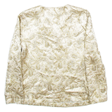 SOLANGE MANDOR Womens Printed Blouse Gold Collared Long Sleeve Crazy Pattern M