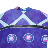 CARUSO CARUSO Womens Printed Blouse Blue Collared Crazy Pattern L