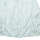 Womens Printed Shirt Blue Collared Long Sleeve 90s Viscose Floral M