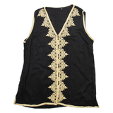 Womens Printed Vest Black V-Neck Sleeveless XL