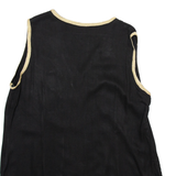Womens Printed Vest Black V-Neck Sleeveless XL