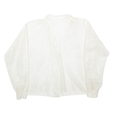 Womens Blouse Beige V-Neck Long Sleeve 90s Crazy Pattern M