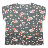 Womens Printed Blouse Grey Silk Floral M