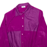 JAMBOREE Womens Shirt Purple Collared Long Sleeve Faux Silk M