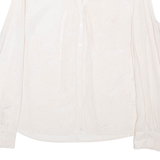 Womens Printed Blouse Pink V-Neck Long Sleeve Silk Polka Dot S