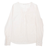 Womens Printed Blouse Pink V-Neck Long Sleeve Silk Polka Dot S