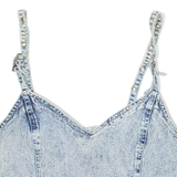 Womens Cropped Vest Blue V-Neck Sleeveless L